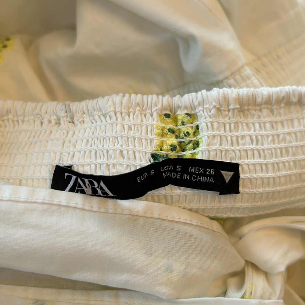 #106 - ZARA White Embroidered Poplin Long Dress -  Size Small - Picture 14 of 15